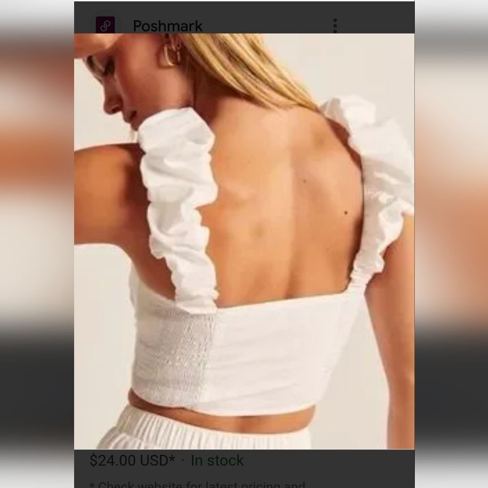 NWT Abercrombie & Fitch Black Poplin Scrunchie Strap Crop Top - Size L - Picture 9 of 9